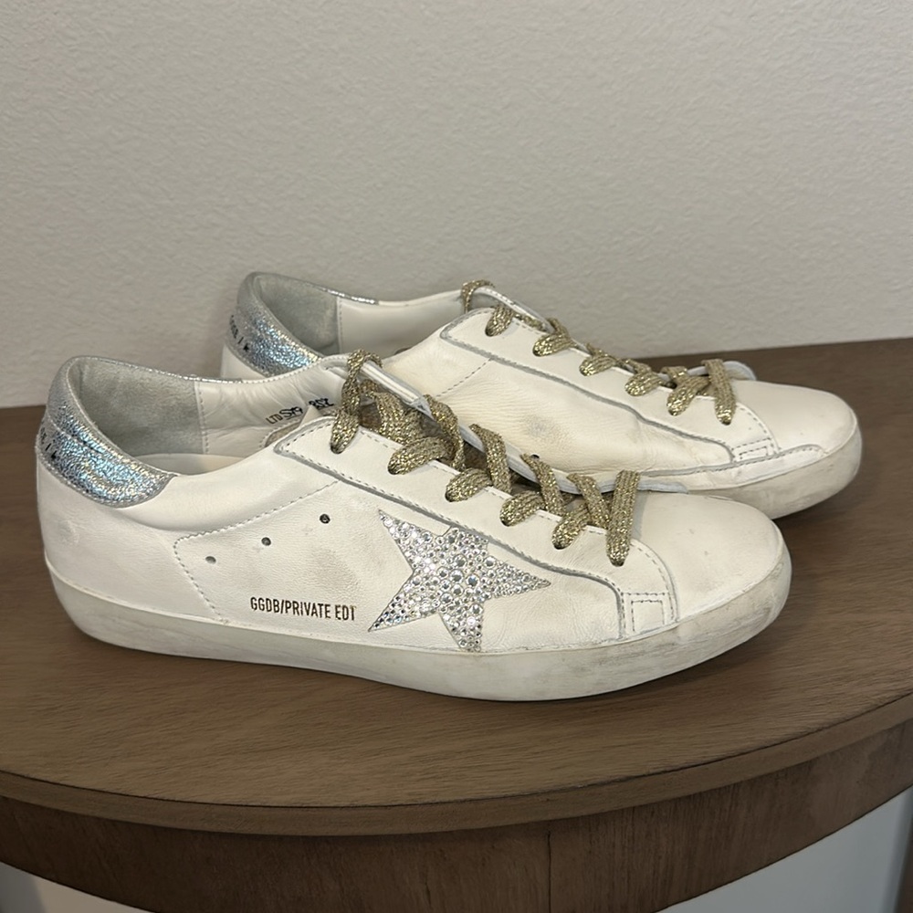 Golden Goose Superstar Swarovski Leather Low-Top Sneakers